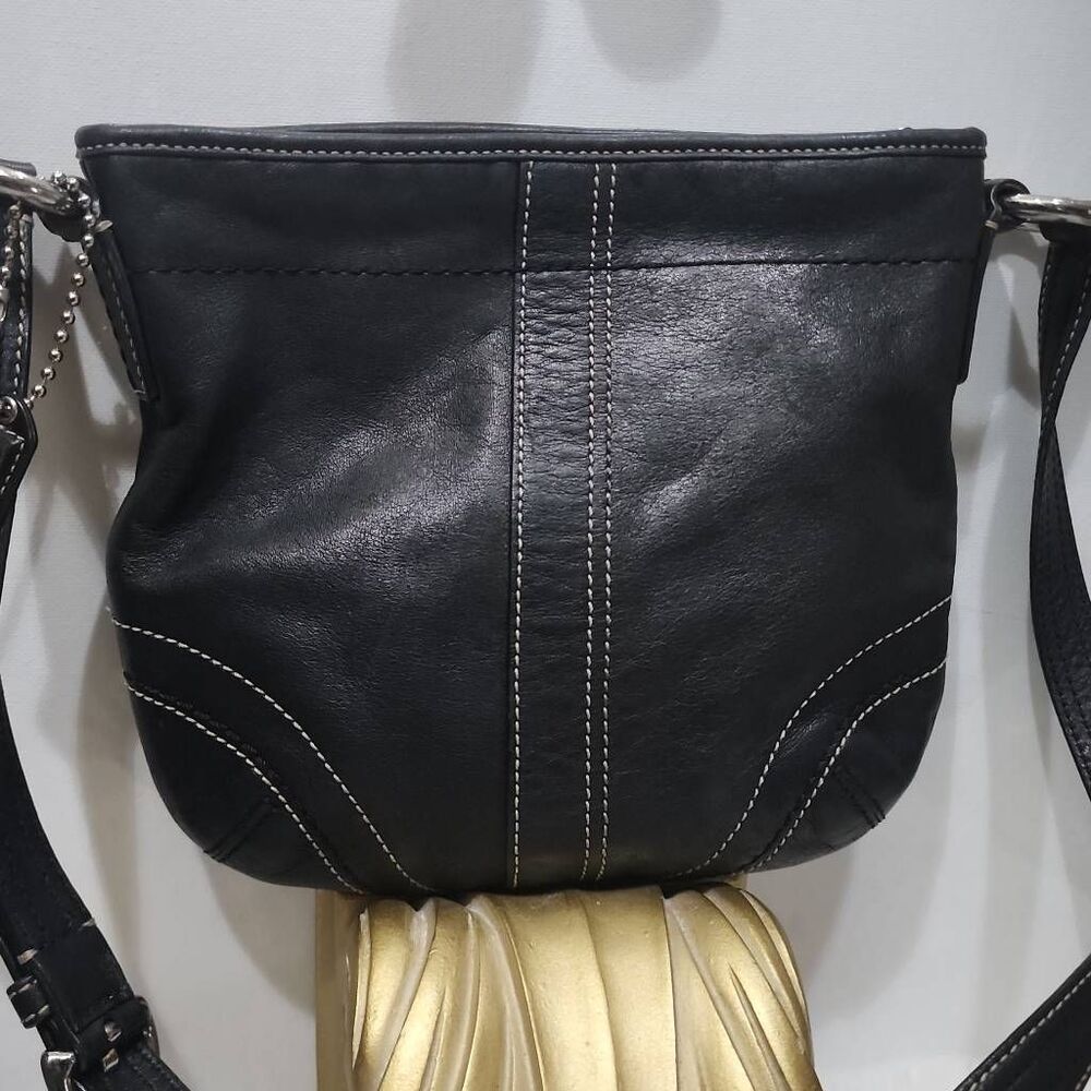 Vintage Coach Soho Small Off Black Leather Crossbody Bag Y2K Era - Picture 6 of 10